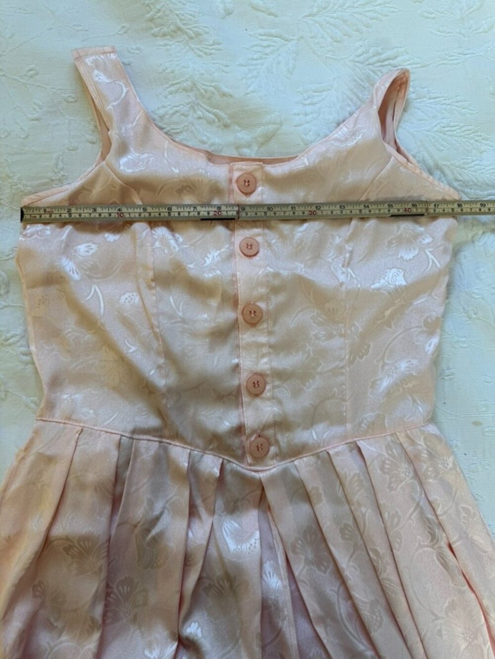 Vintage Handmade Blush Pink Floral Jacquard Coquette Midi Dress Size M - Picture 5 of 15